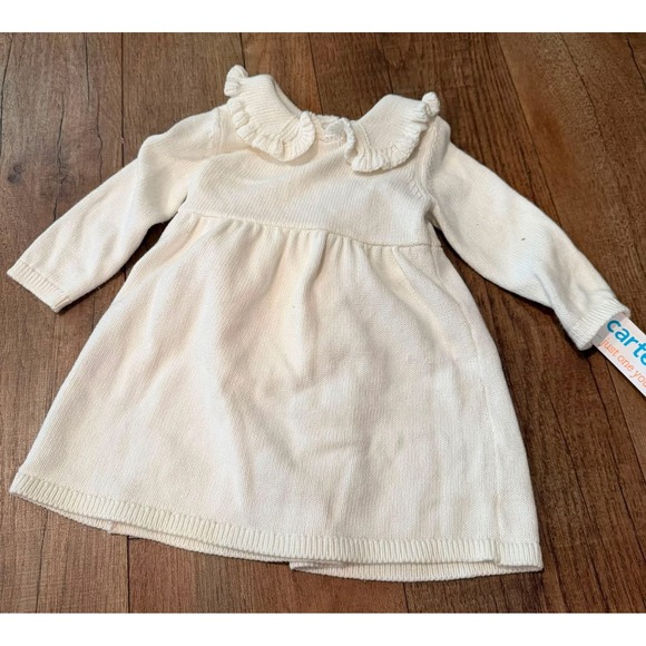 Carter's Just One You Other - Carters Just One You Baby Girls Cream Knit Ruffle Collar Sweater Dress NWT